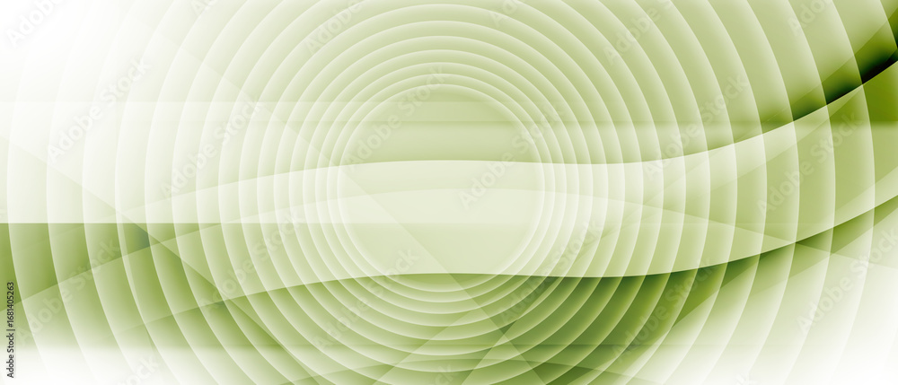 Poster bright green shiny abstract minimal geometric background with waves linear circles