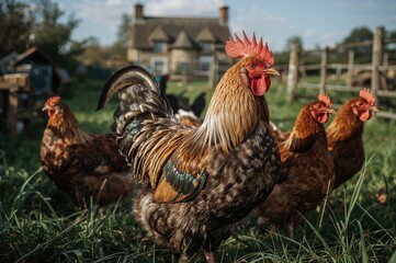 Rare farmyard chicken breed cutouts from a domestic livestock collection