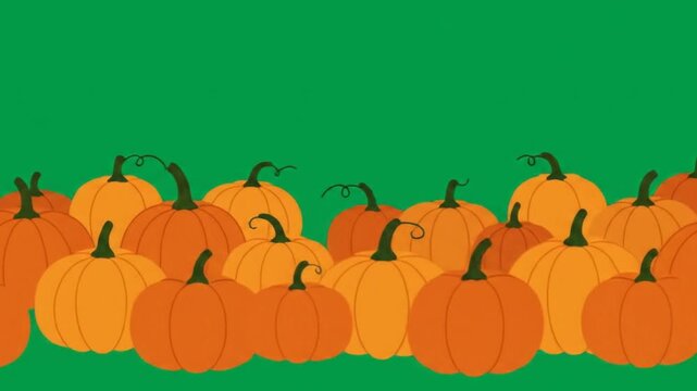 Animated Pumpkins Displayed on Green Background
