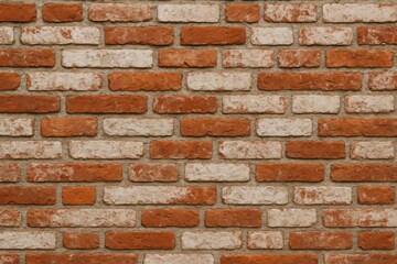 Fototapeta premium Vintage house wall featuring red and white bricks