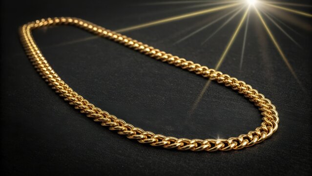 Exquisite solid gold franco chain necklace with a luxurious shine presented on a dark background with dramatic lighting