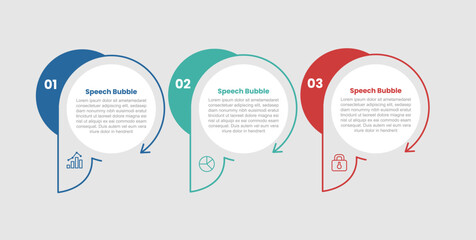 speech bubble shape infographic diagram with creative circle combination background with 3 step for slide presentation