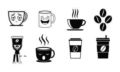 "Stylish Coffee Cat Silhouette – Cute Minimalist Vector"