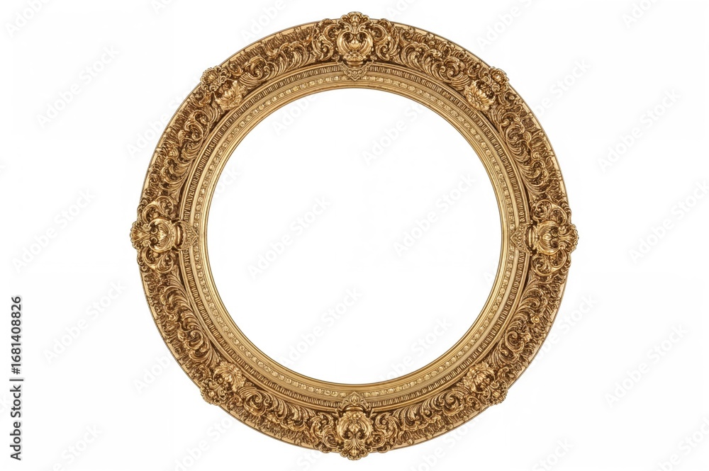 Poster retro circular border on plain white backdrop - clipping path