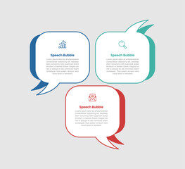 speech bubble shape infographic diagram with round box up and down with shadow with 3 step for slide presentation