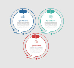 speech bubble shape infographic diagram with big circle with outline dot circle with 3 step for slide presentation