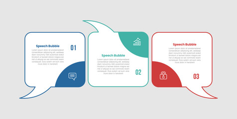 speech bubble shape infographic diagram with round square box with up and down with 3 step for slide presentation