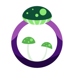 Enchanting mushroom ring with purple and green hues