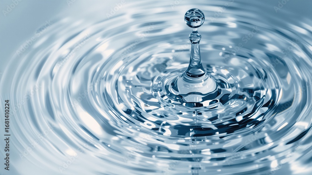 Poster macro view of droplets causing ring formations on a smooth surface
