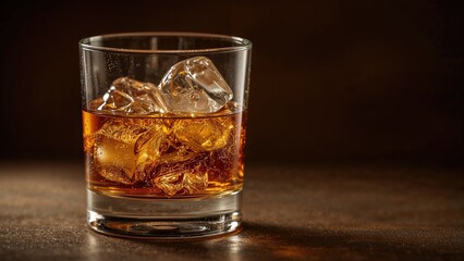 Whiskey being served over ice in a glass