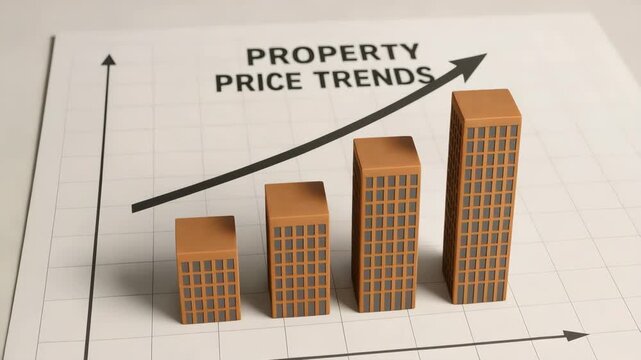 Rising property price trends illustrated by building block charts