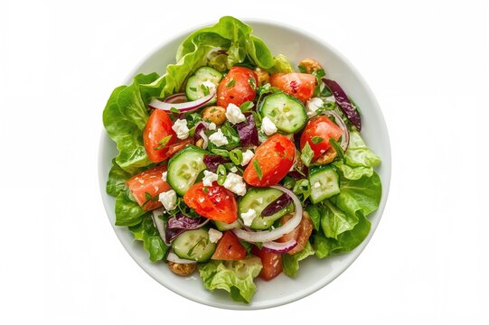 Close-up shot of fresh vegetable salad. Macro photography from above.