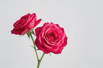 Bright and lively roses against a soft background, close-up with room for text