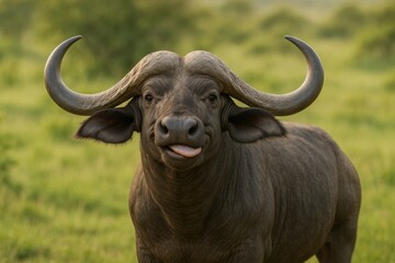 A water buffalo's close-up shot while on a safari expedition