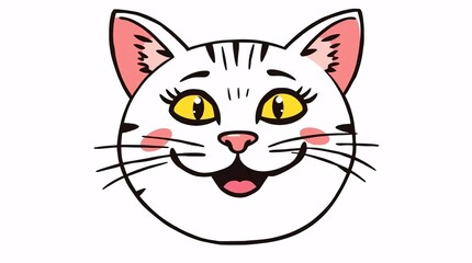 simple line-art smiling cat face illustration