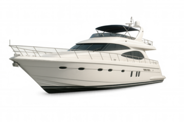 Modern white motor yacht isolated on transparent background, perfect for travel and luxury lifestyle concepts