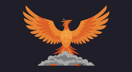 Obraz premium Phoenix Rising From Ashes in a Dark Space