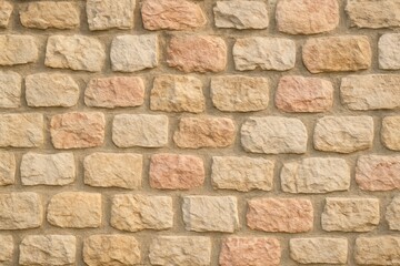 Obraz premium Patterned stone wall featuring cut stones in pastel shades for architectural decor