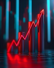3d red arrow on business graph illustrates financial decline and global economic recession effects