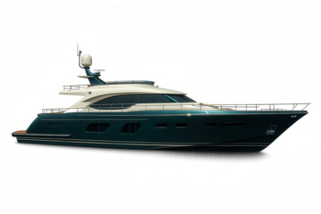 Modern motor yacht isolated on transparent background, showcasing luxury, wealth, and travel aspirations