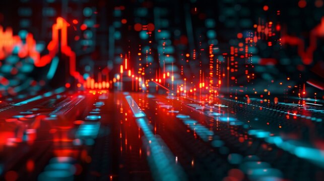 3d red arrow on business graph illustrates financial decline and global economic recession effects