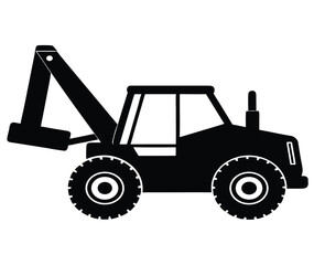 Fototapeta premium Black silhouette of a backhoe loader construction vehicle
