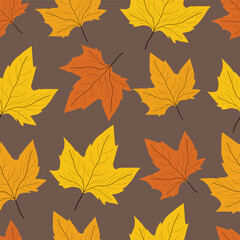 Autumn Leaves Seamless Vector Pattern