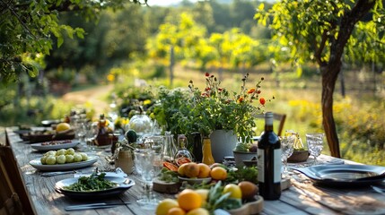 Farm to table concept with fresh organic produce celebrating sustainable living