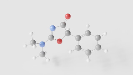 thozalinone molecule 3d, molecular structure, ball and stick model, structural chemical formula psychostimulant