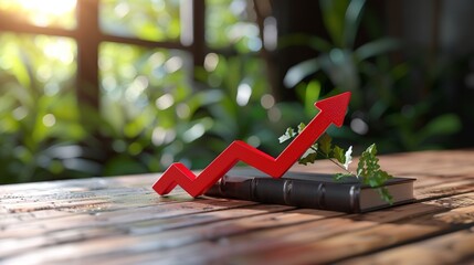 3d red arrow on business graph represents financial decline and effects of global economic recession