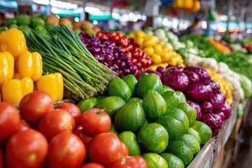 Fresh Produce Display at a Vibrant Farmers Market