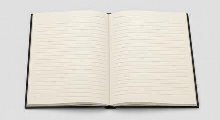 Open blank notebook with lined pages for writing and journaling

