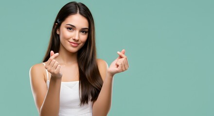 Beautiful Young Woman Making a Heart Gesture with Her Hands