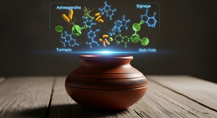 Sri Lankan Ayurvedic Clay Pot with AR Molecular Overlay - Medical Innovation
