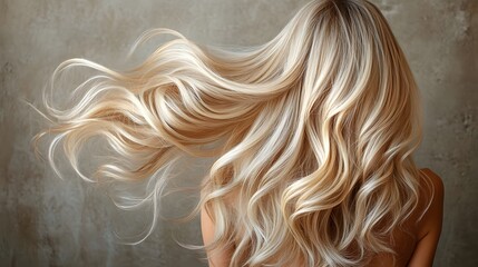 Graceful woman with flowing long hair, silky strands in motion, elegant beauty shot for haircare advertising and fashion styling