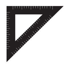 Fototapeta premium Black silhouette illustration of a triangle ruler for geometry and measurement purposes