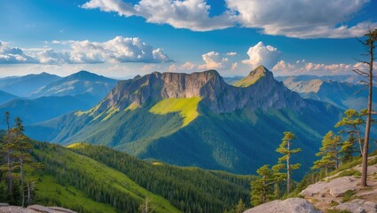 Fototapeta premium Panoramic view overlooking the hurricane ridge