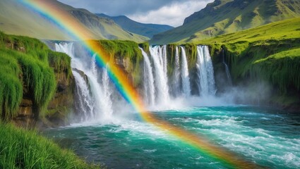 Fototapeta premium Spectacular natural waterfalls in the wilderness