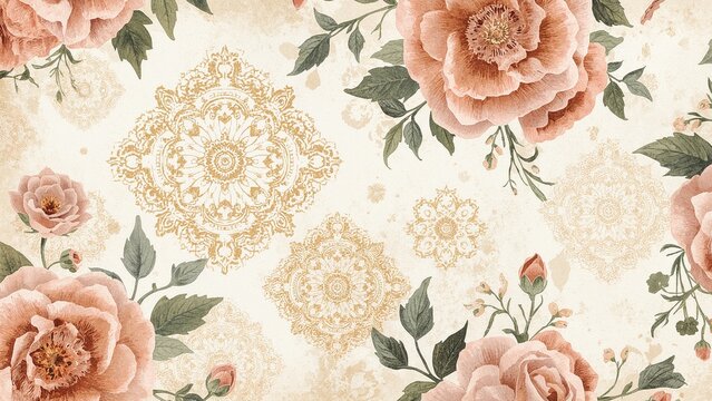 Hand-painted watercolor floral paisley design