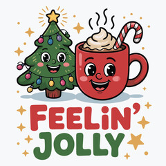 Feelin' Jolly T-Shirt Design Christmas Holiday Vector T-Shirt Design