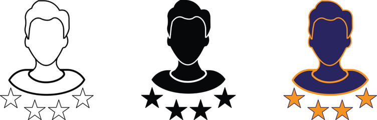 Necklace with stars icon representing award medal, recognition, and achievement badge, transparent background