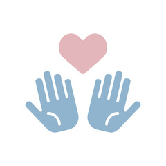 手とハートのアイコンイラスト
