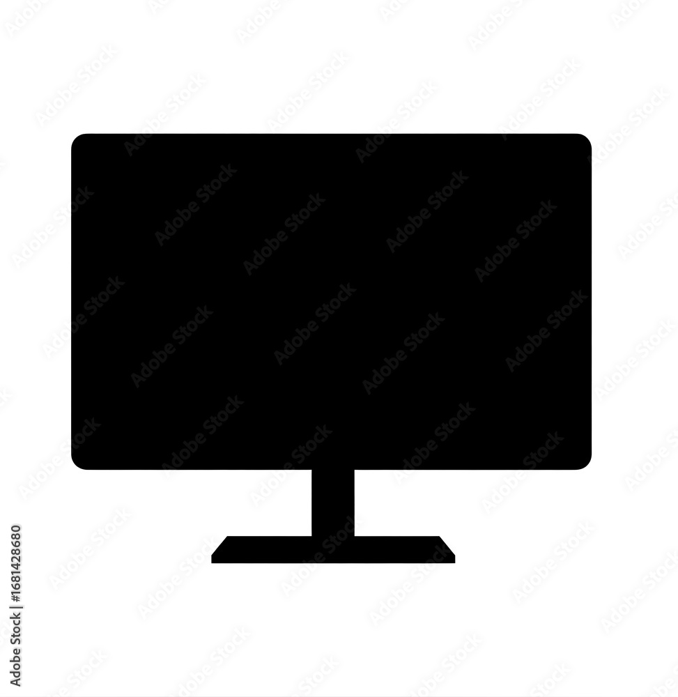 Aufkleber illustration of a black computer monitor with stand on a transparent background simple design