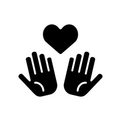 手とハートのアイコンイラスト
