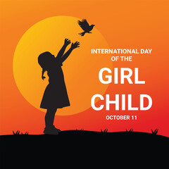 International Day of the Girl Child, silhouette of a girl reaching for a bird