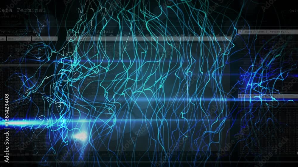 Canvas Prints animation of waves and lights on black background