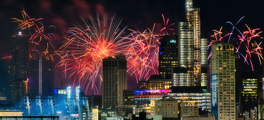 July 4th fireworks over the city