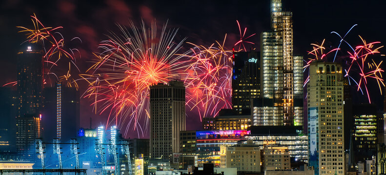 July 4th fireworks over the city