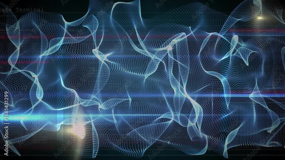Canvas Prints animation of waves and lights on black background