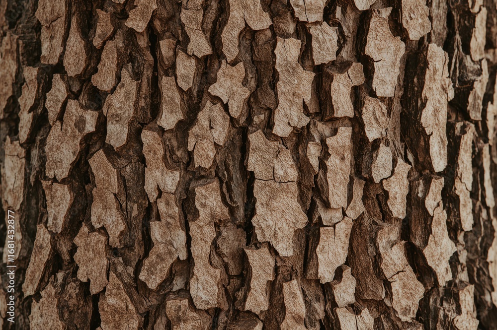 Poster continuous tree bark pattern. repeating brown texture of aged wood.